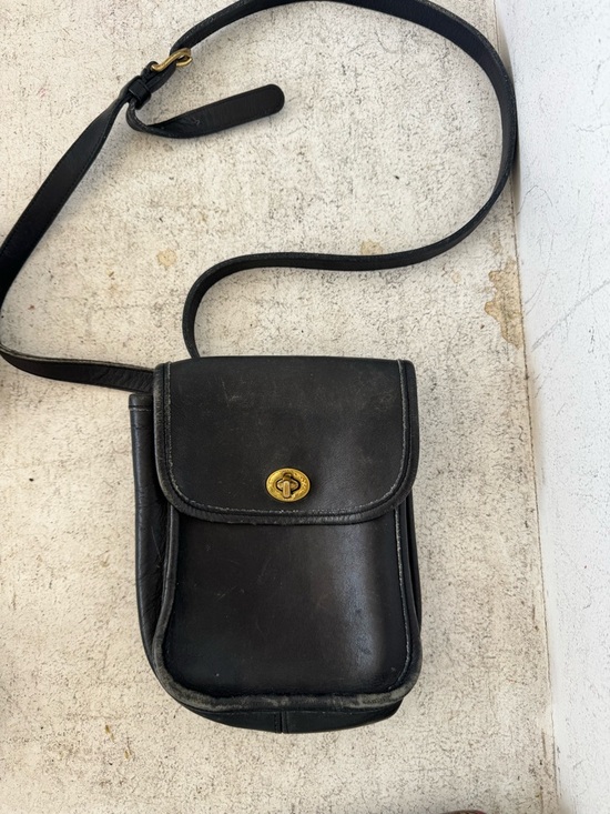 Coach Other - Vintage Coach Small Sidepack Crossbody 9978 Black Leather Brass Turnlock